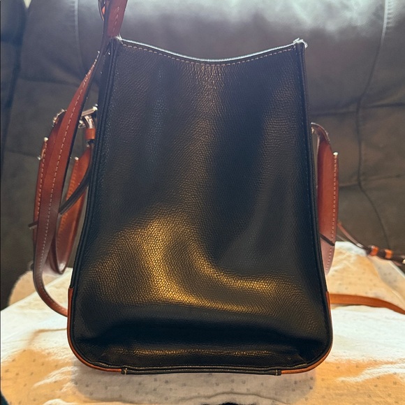 Dooney & Bourke Black and Tan Leather Satchel - Picture 5 of 11